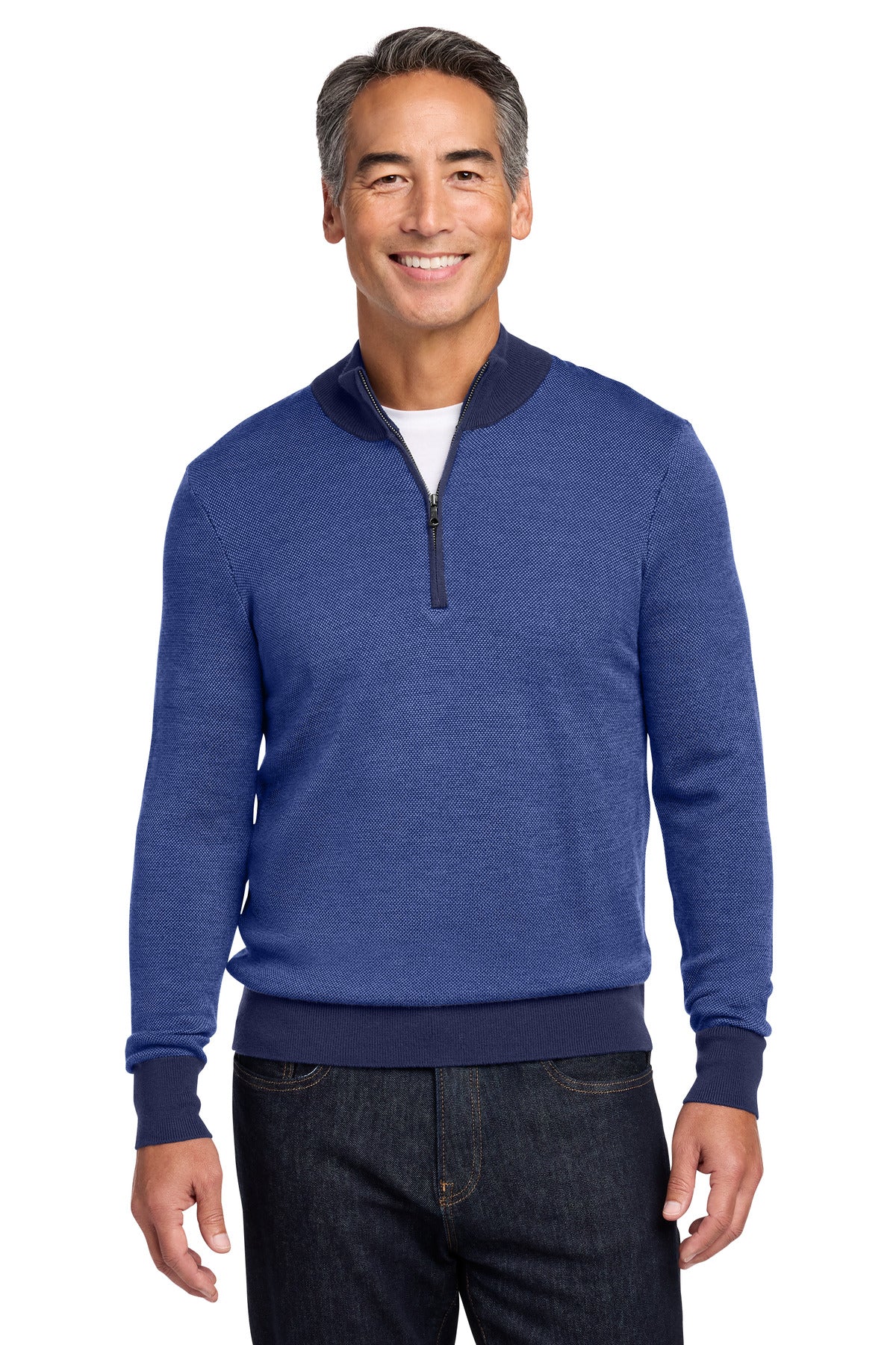 Brooks Brothers® Washable Merino Birdseye 1/4-Zip Sweater BB18412