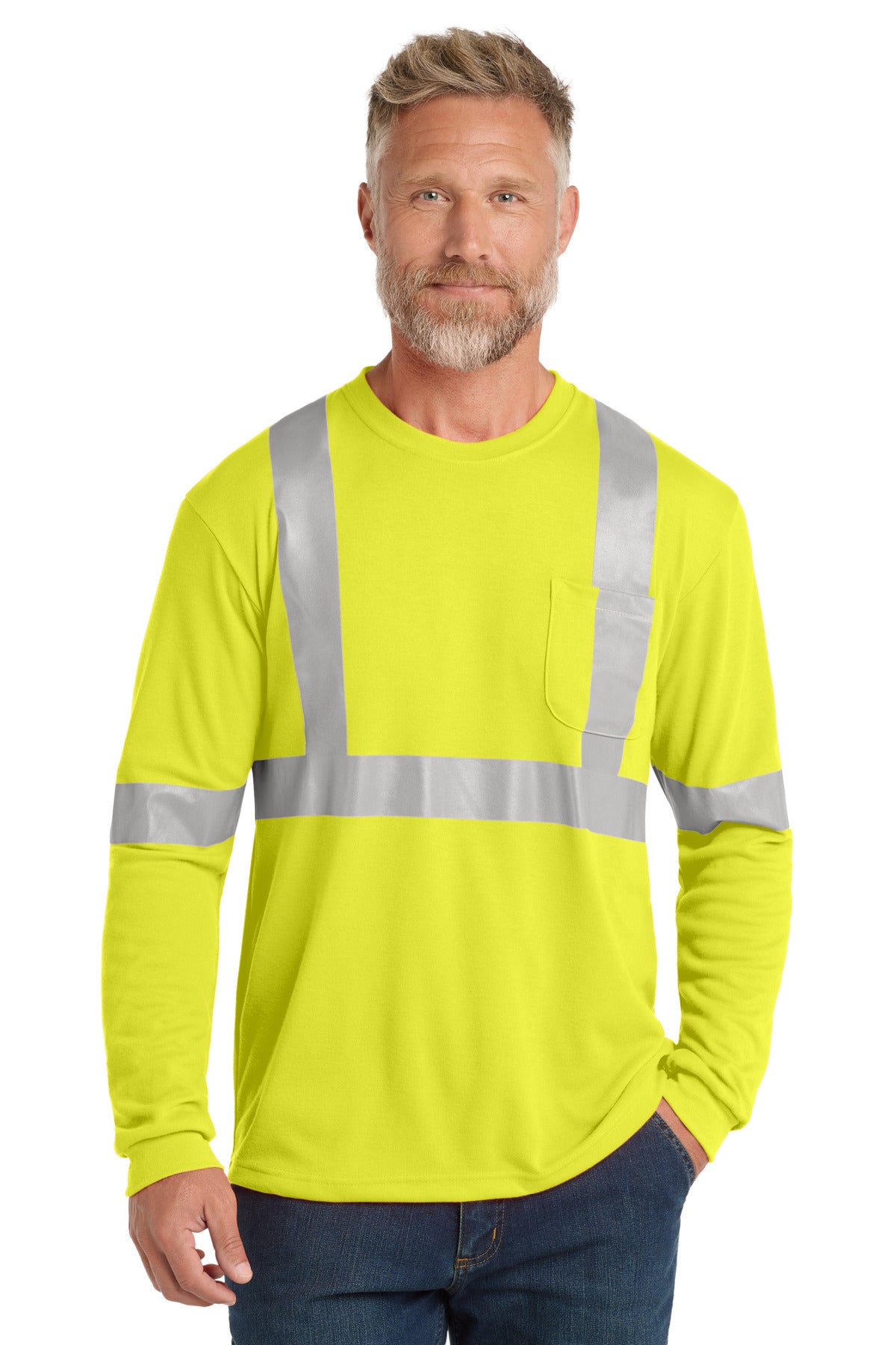 CornerStone® ANSI 107 Class 2 Long Sleeve Safety T-Shirt. CS401LS