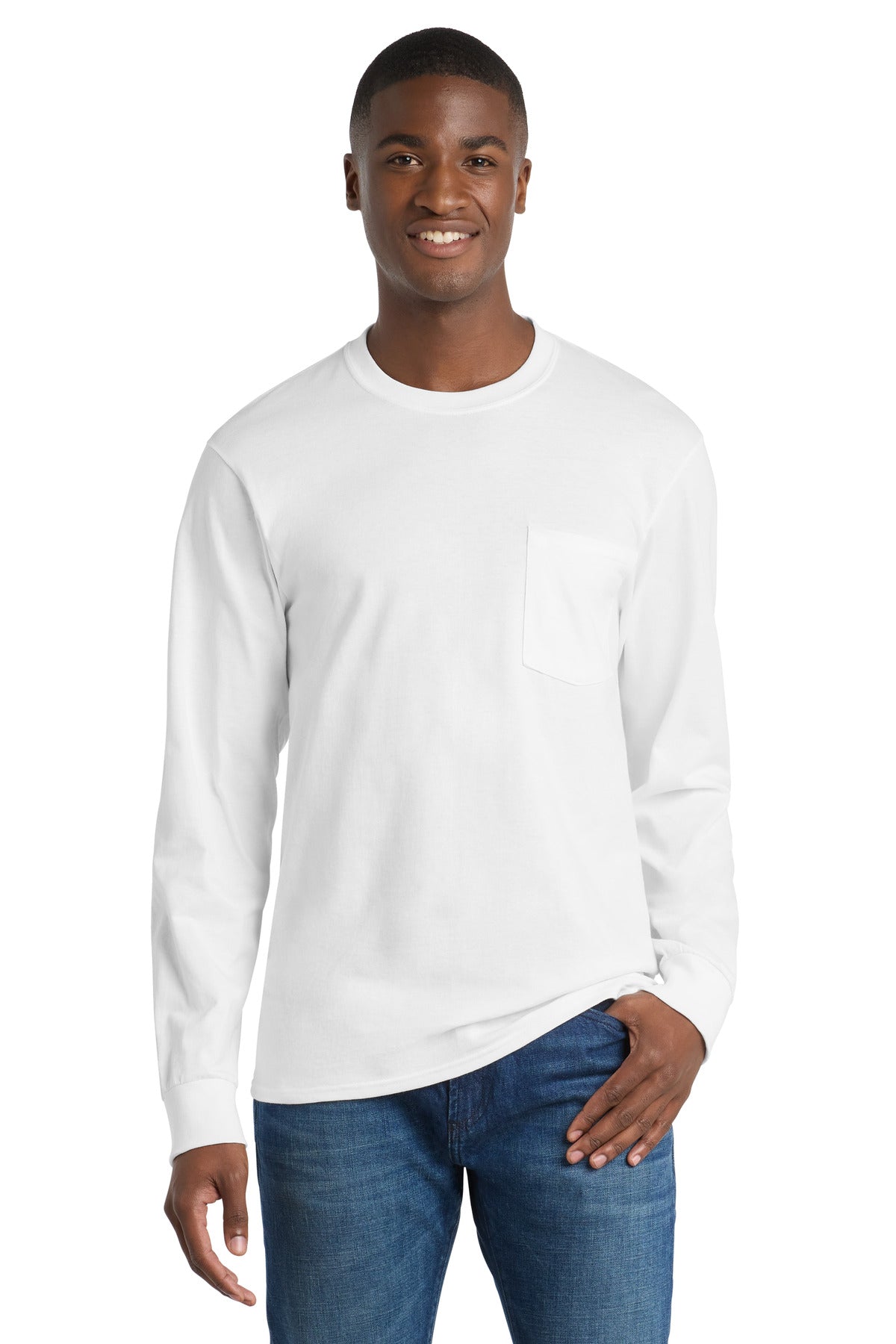Port & Co™ Tall Long Sleeve Essential Pocket Tee. PC61LSPT