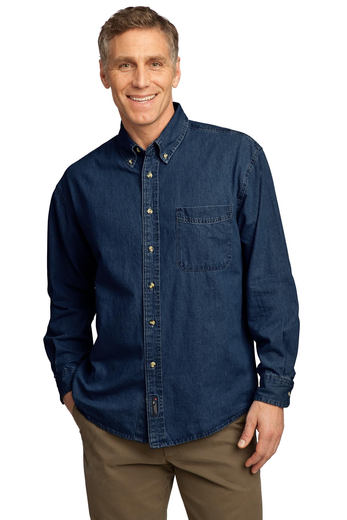 Port & Co™ Long Sleeve Value Denim Shirt. SP10