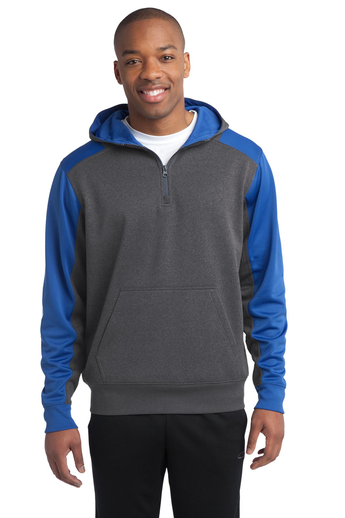 Sport-Tek® Tech Fleece Colorblock 1/4-Zip Hooded Sweatshirt. ST249