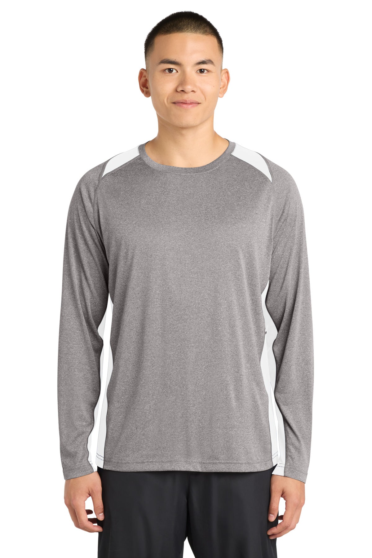 Sport-Tek® Long Sleeve Heather Colorblock Contender™ Tee. ST361LS
