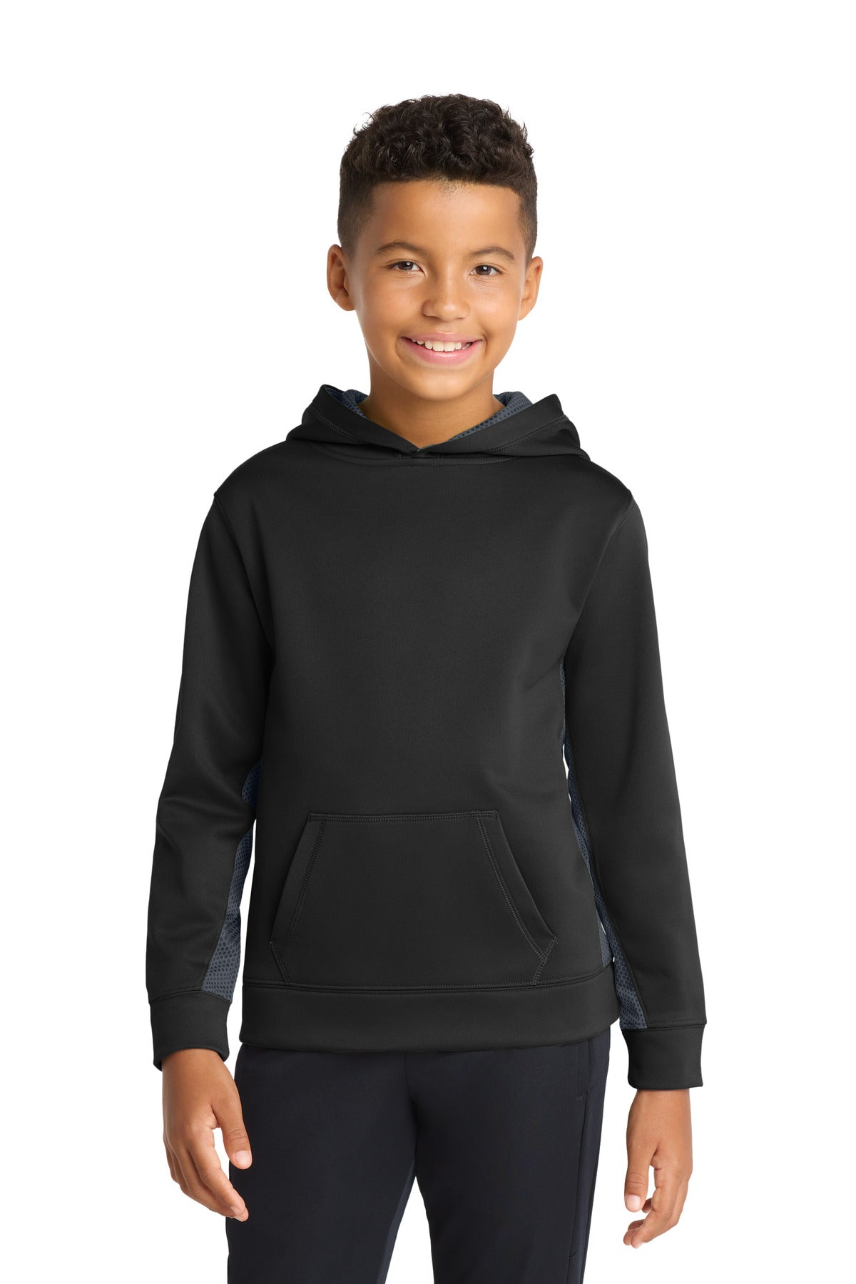 Sport-Tek® Youth Sport-Wick® CamoHex Fleece Colorblock Hooded