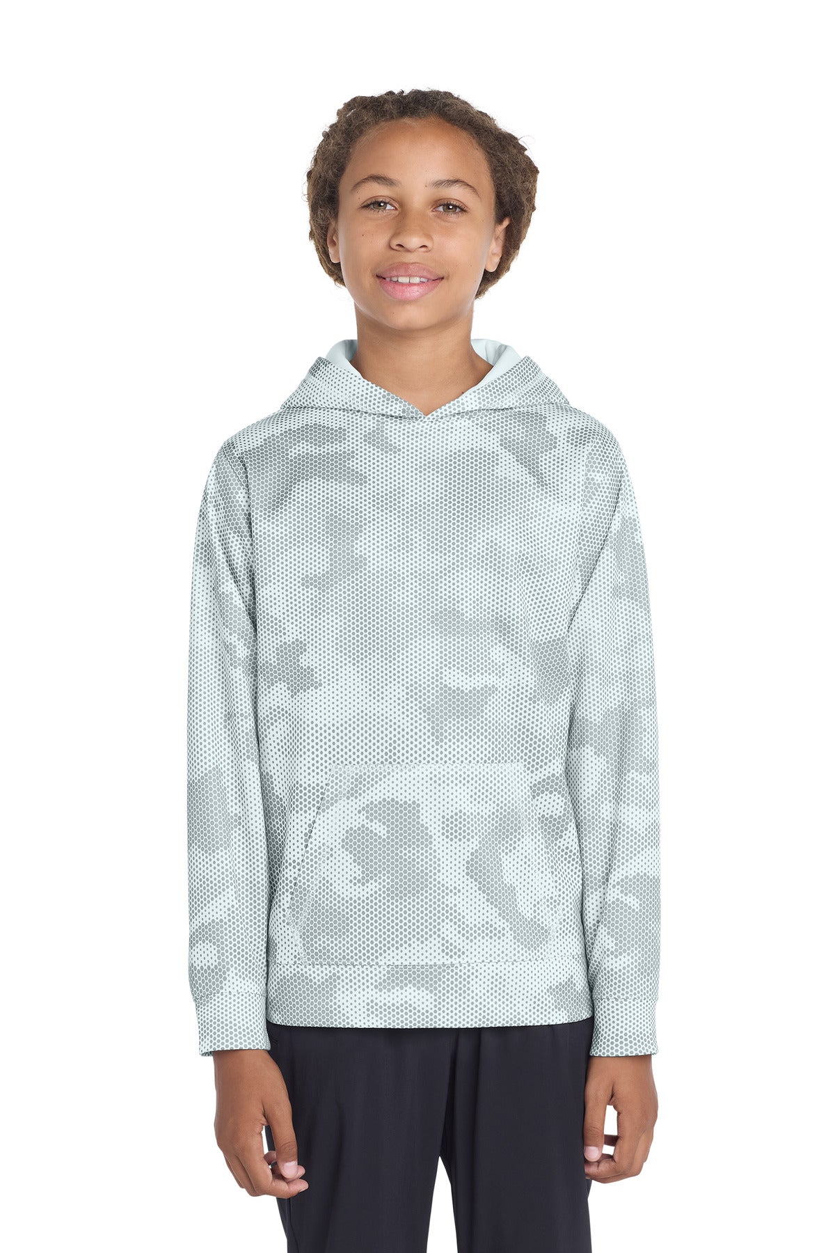 Sport-Tek® Youth Sport-Wick® CamoHex Fleece Hooded Pullover.  YST240