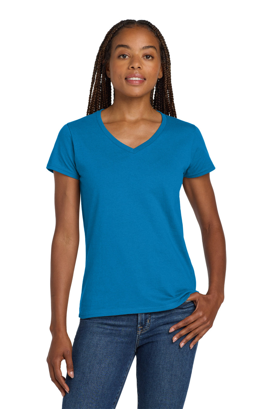 Gildan® Women's Heavy Cotton® 100% Cotton V-Neck T-Shirt. 5V00L