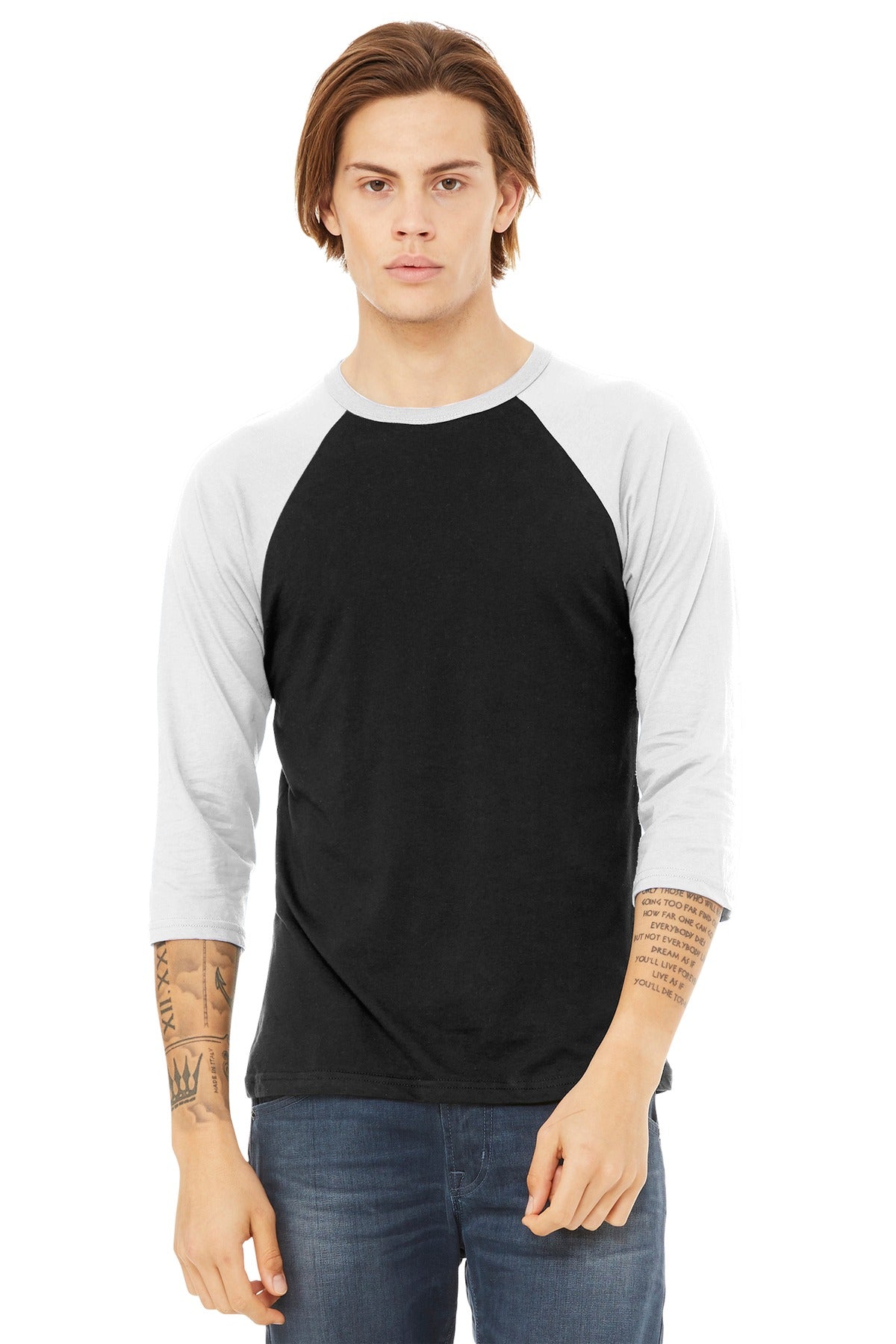 BELLA+CANVAS ® Unisex 3/4-Sleeve Baseball Tee. BC3200
