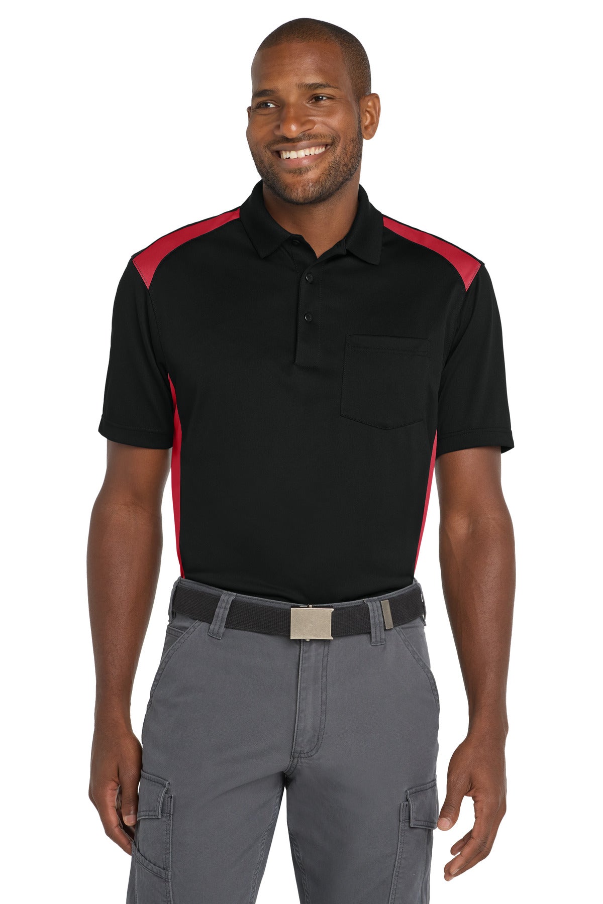 CornerStone® Select Snag-Proof Two Way Colorblock Pocket Polo