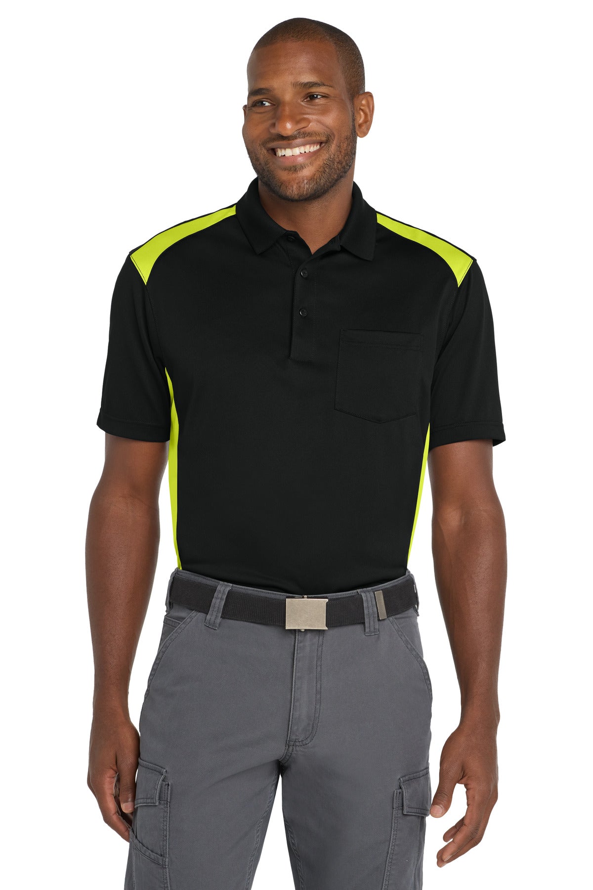 CornerStone® Select Snag-Proof Two Way Colorblock Pocket Polo