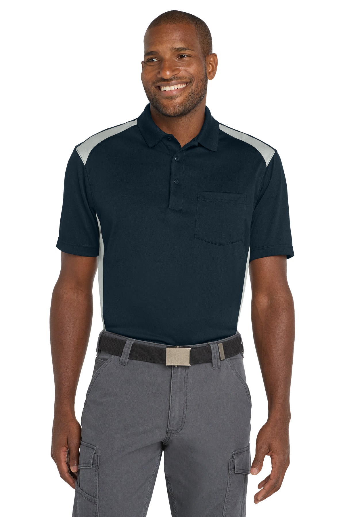 CornerStone® Select Snag-Proof Two Way Colorblock Pocket Polo