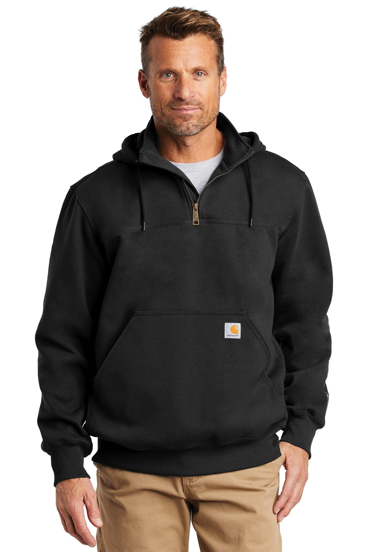90sCarhartt ブラック フーディ Lサイズ Carhartt ® Rain Defender ® Paxton Heavyweight Hooded Zip Mock