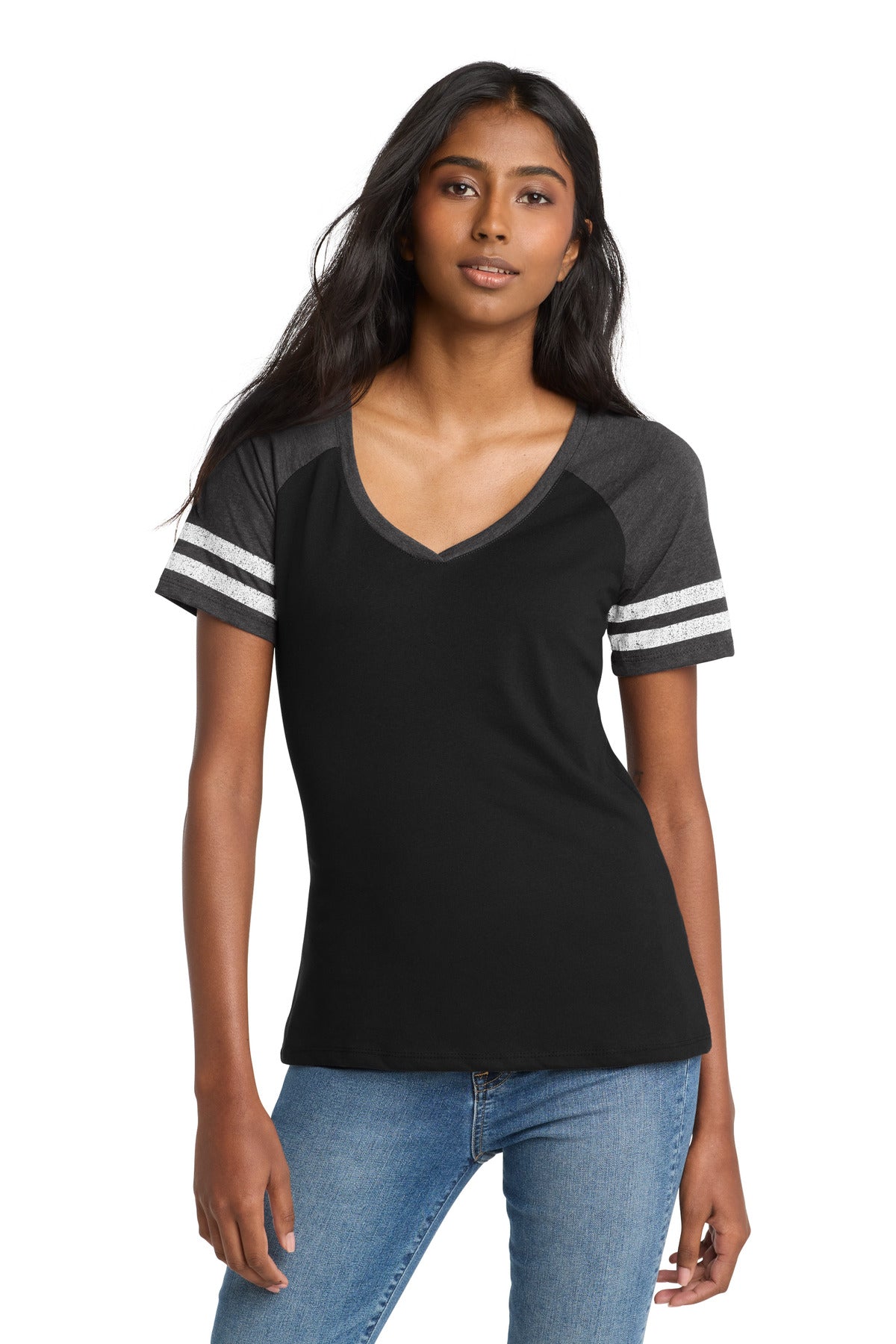 District ® Women's Game V-Neck Tee. DM476