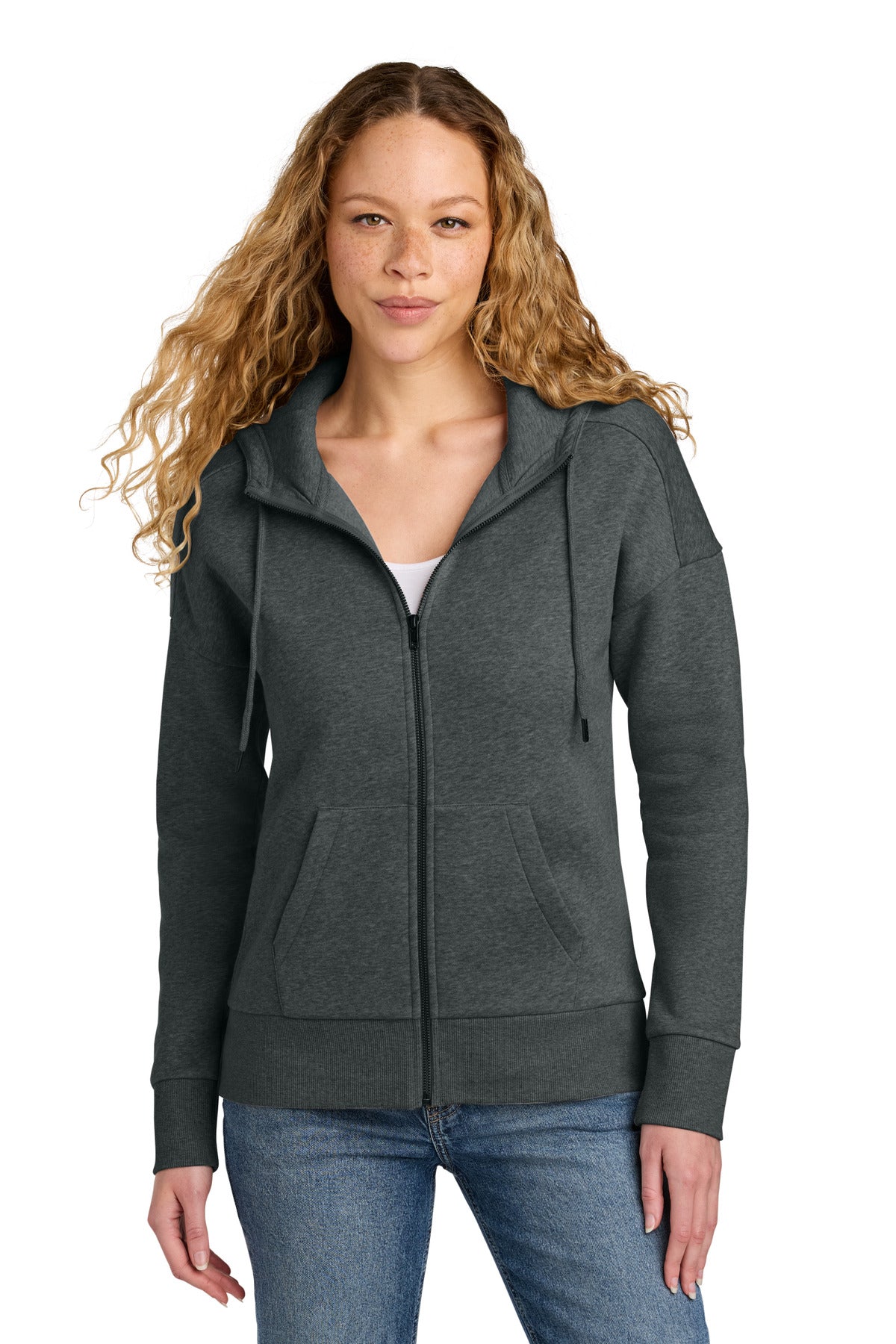 District ® Women's Perfect Weight ® Fleece Drop Shoulder Full-Zip Hoodie DT1104