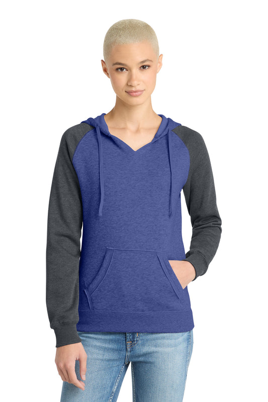 District® Women's Lightweight Fleece Raglan Hoodie.  DT296