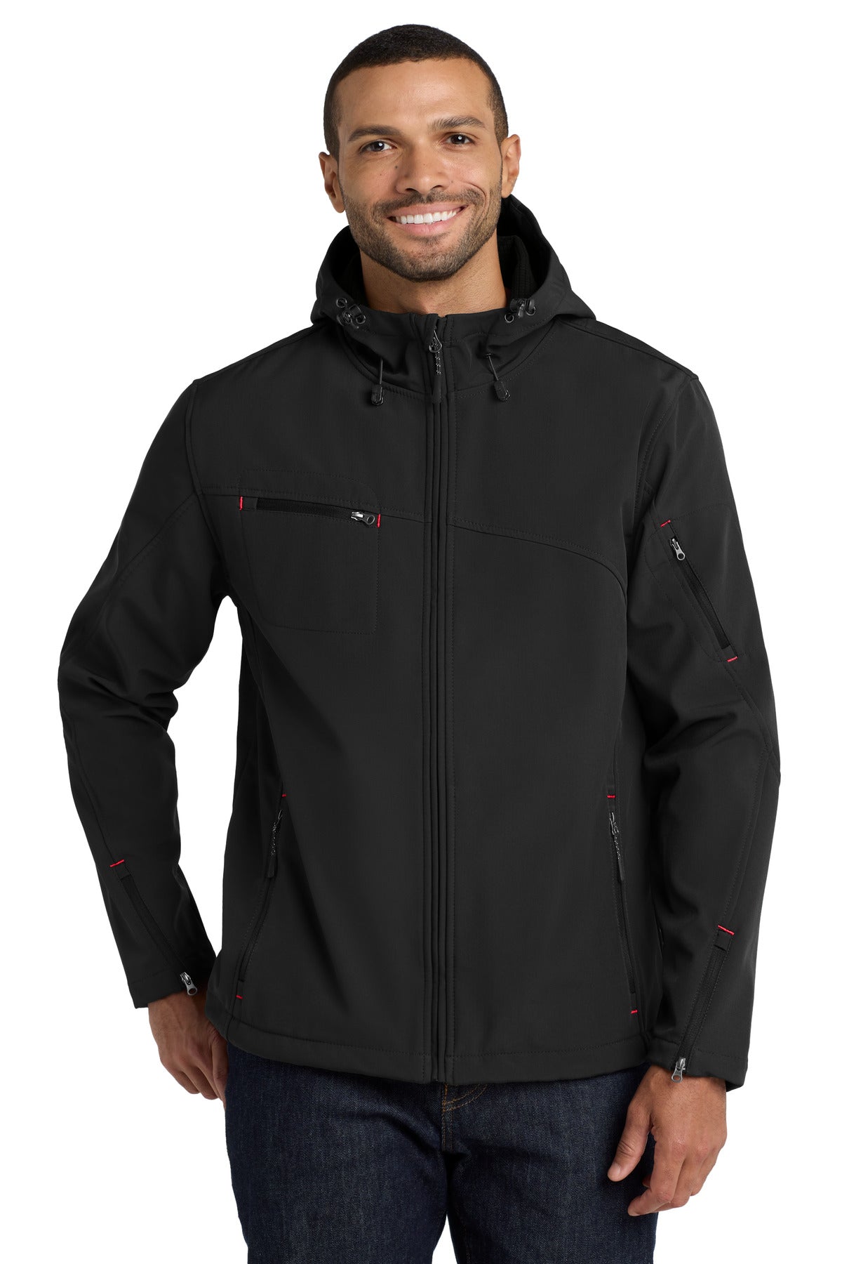 Port Authority® Textured Hooded Soft Shell Jacket. J706 – SanMar
