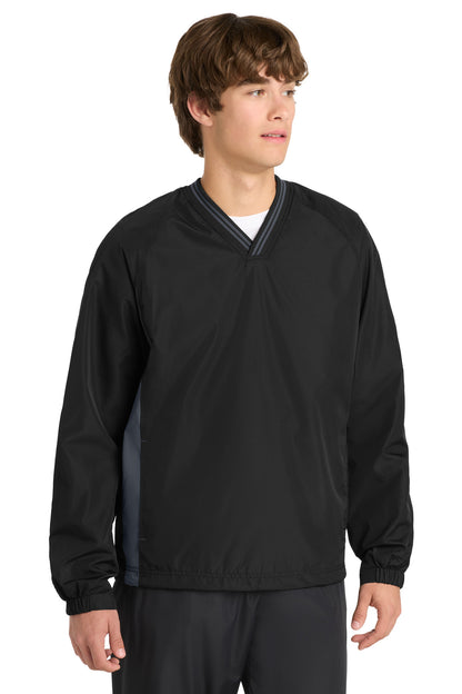 Sport-Tek® Tipped V-Neck Raglan Wind Shirt. JST62