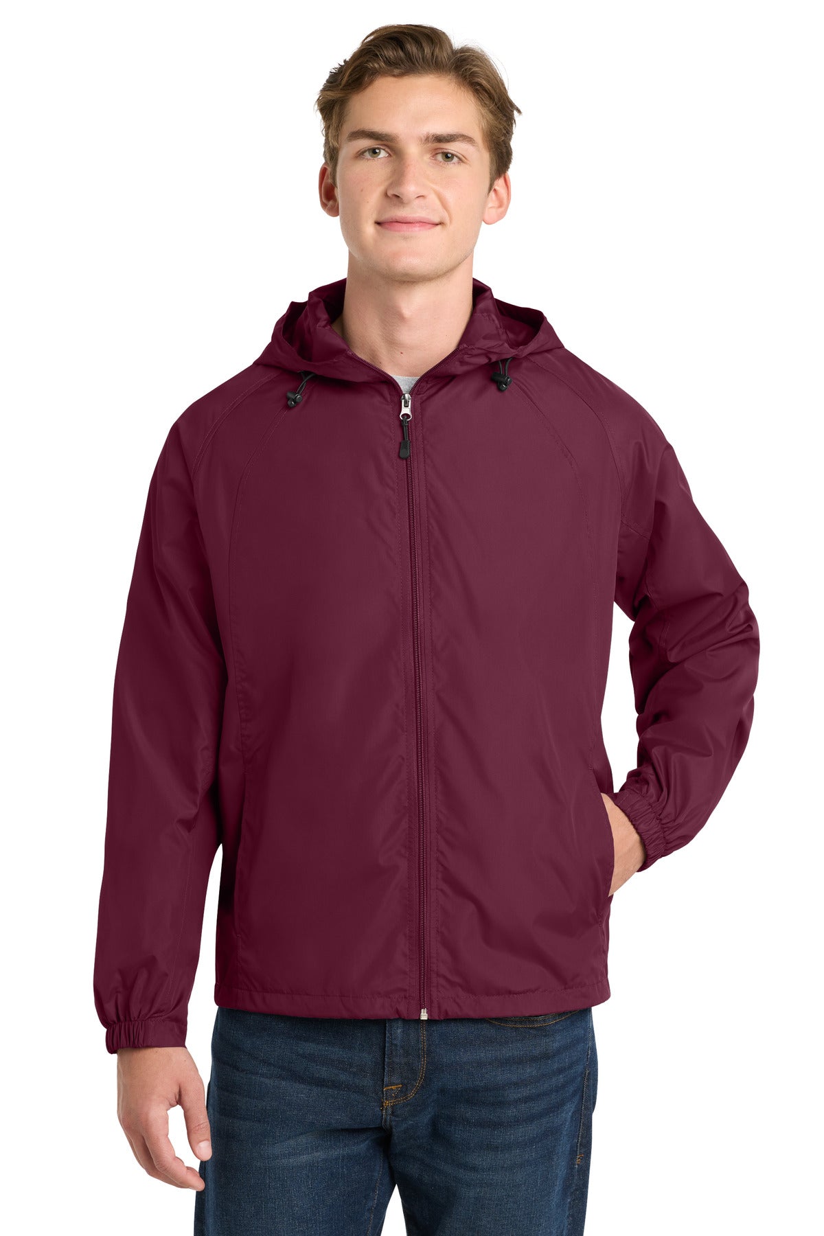 Hooded Raglan Jacket Sport-Tek® Hooded Raglan Jacket. JST73 – SanMar Sports