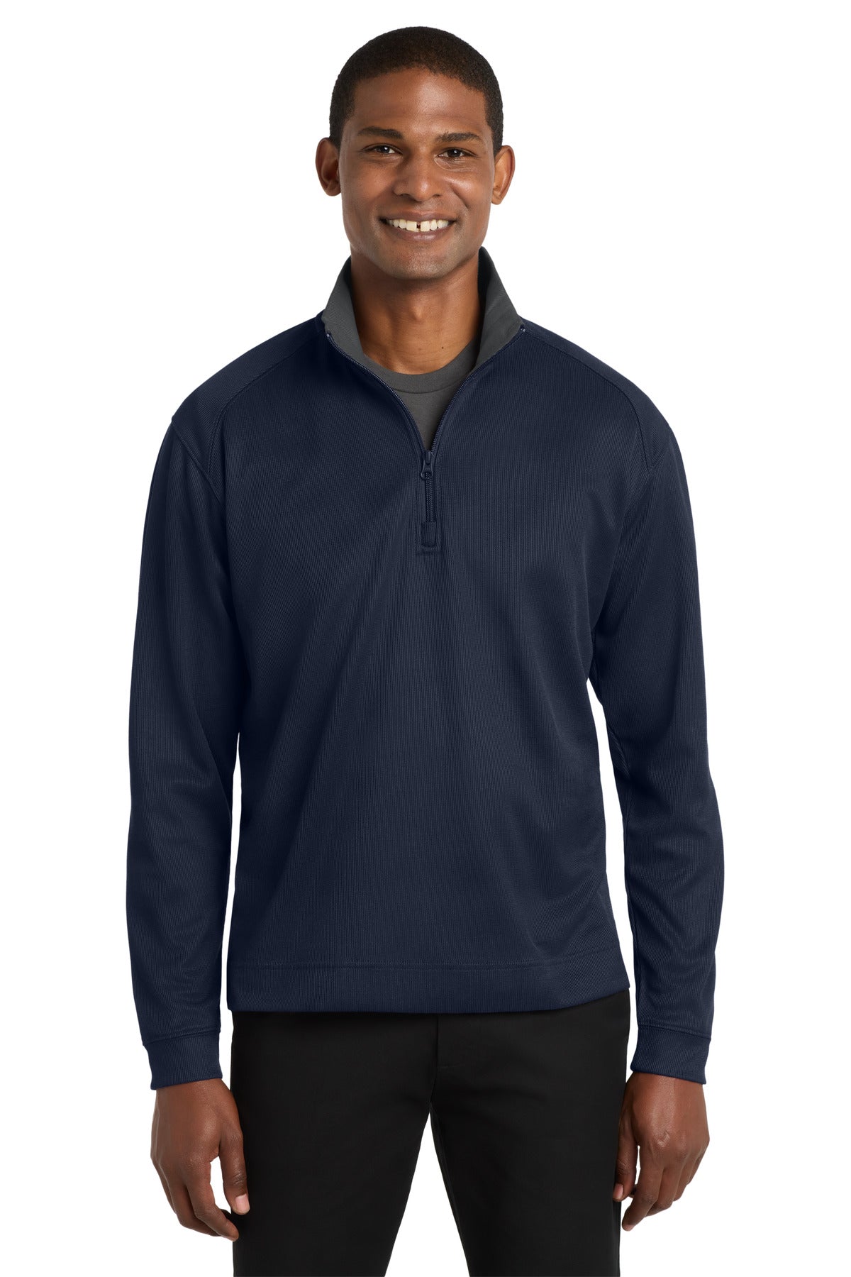 LUXE/R PU合皮素材　ZIPUP Port Authority® Vertical Texture 1/4-Zip Pullover. K805 – SanMar