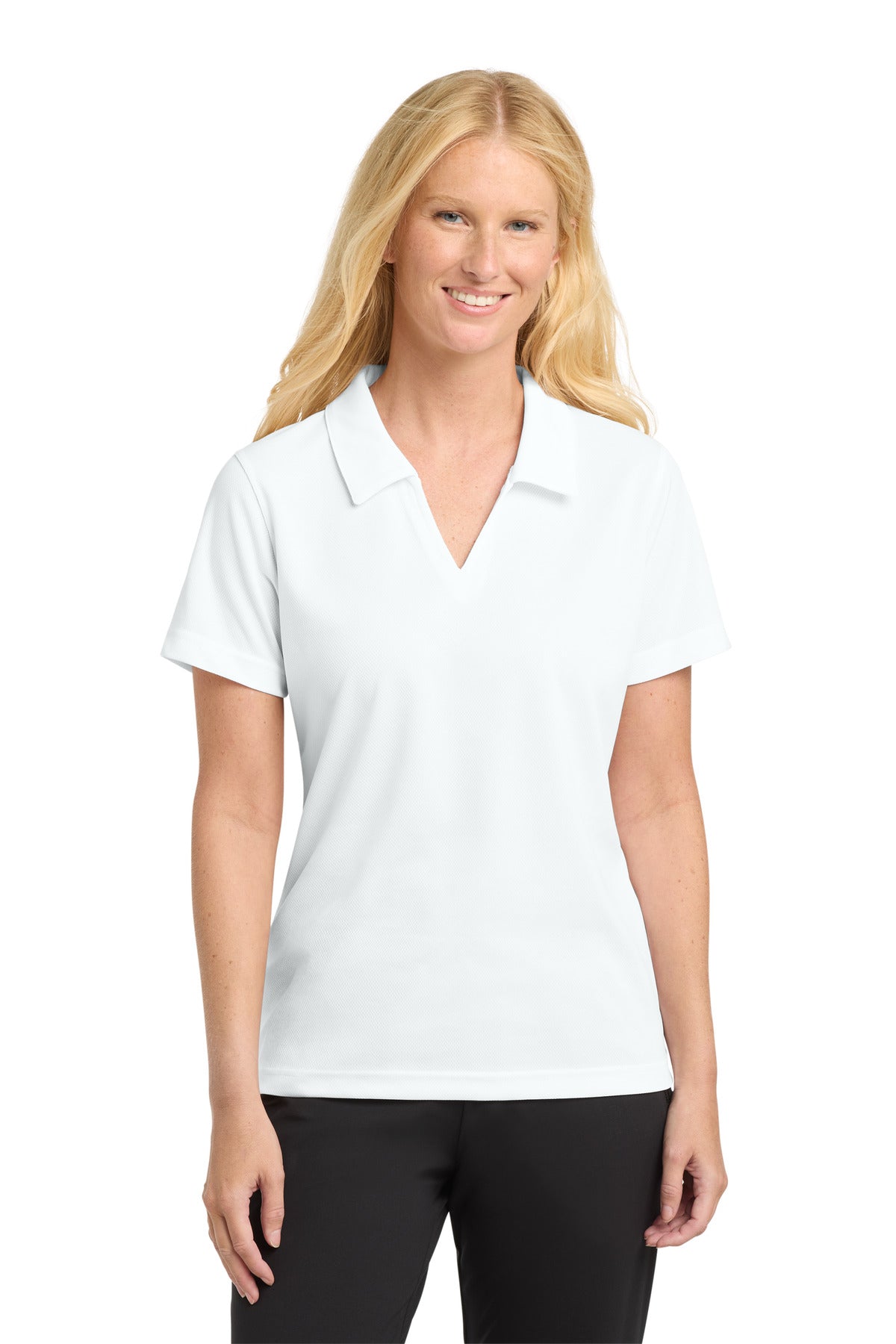 Sport-Tek® Women's Dri-Mesh® V-Neck Polo.  L469