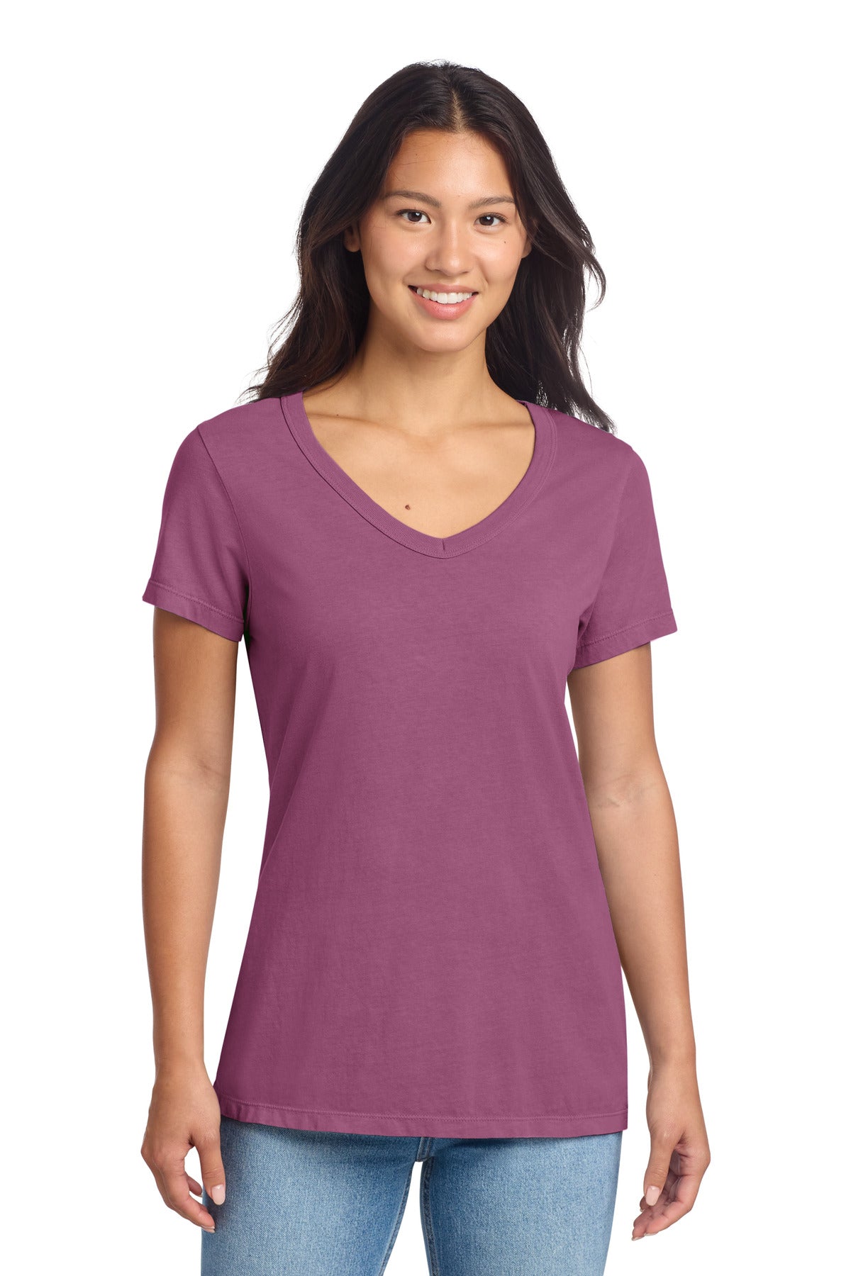 Port & Co™ Women's Beach Wash® Garment-Dyed V-Neck Tee LPC099V