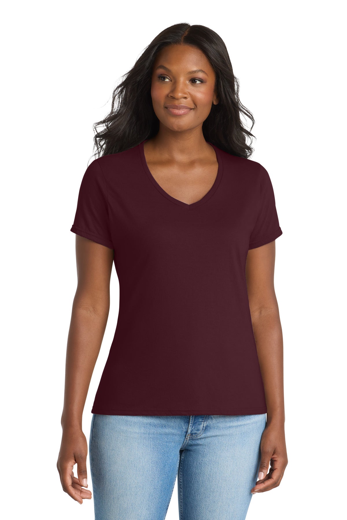 Port & Co™ Women's Performance Blend V-Neck Tee. LPC381V