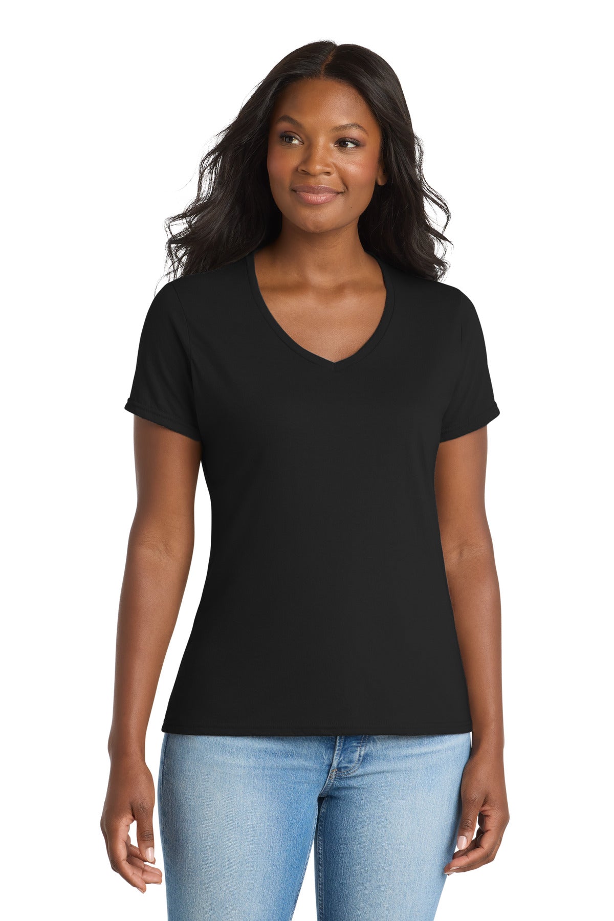 Port & Co™ Women's Performance Blend V-Neck Tee. LPC381V