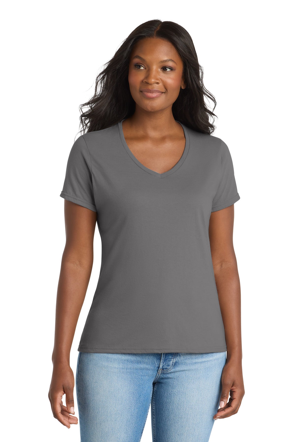 Port & Co™ Women's Performance Blend V-Neck Tee. LPC381V