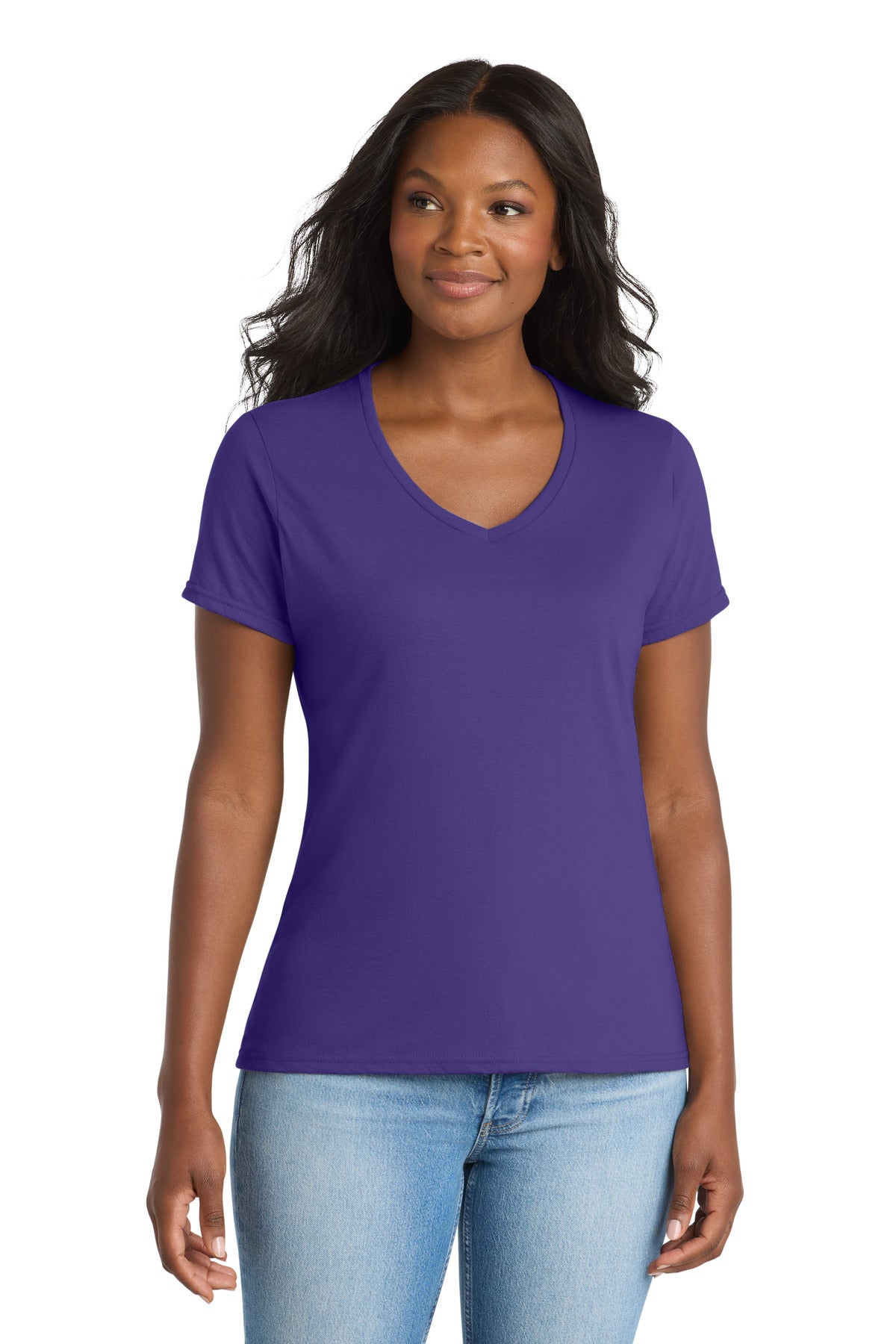 Port & Co™ Women's Performance Blend V-Neck Tee. LPC381V