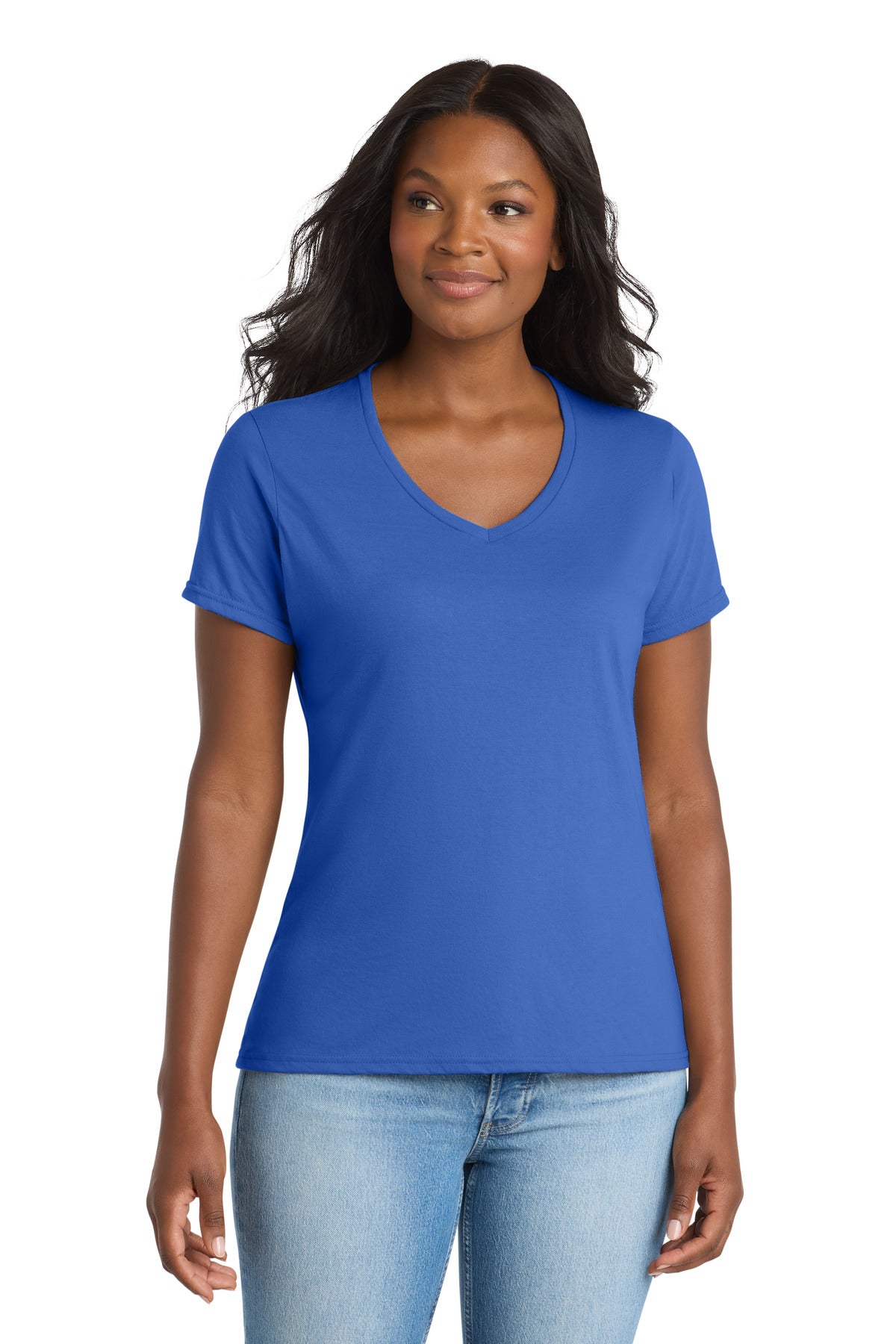Port & Co™ Women's Performance Blend V-Neck Tee. LPC381V