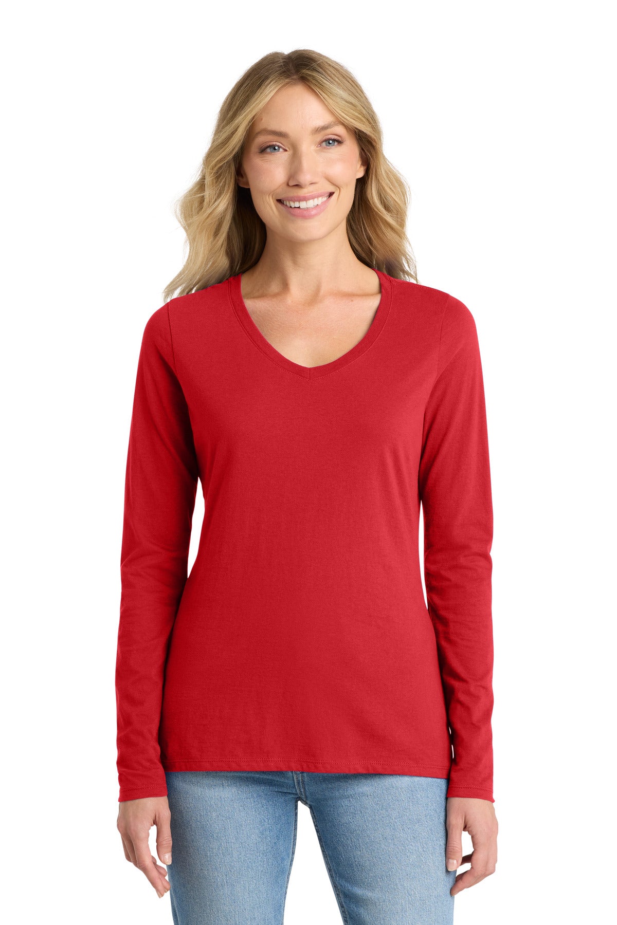 Port & Co™ Women's Long Sleeve Fan Favorite V-Neck Tee. LPC450VLS