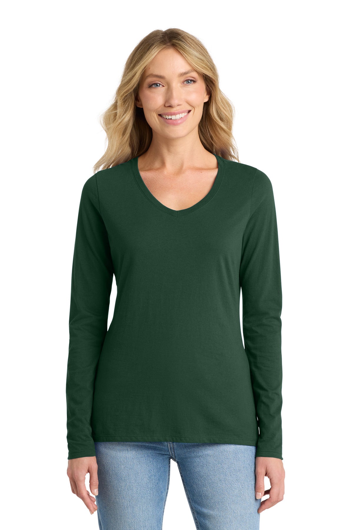 Port & Co™ Women's Long Sleeve Fan Favorite V-Neck Tee. LPC450VLS