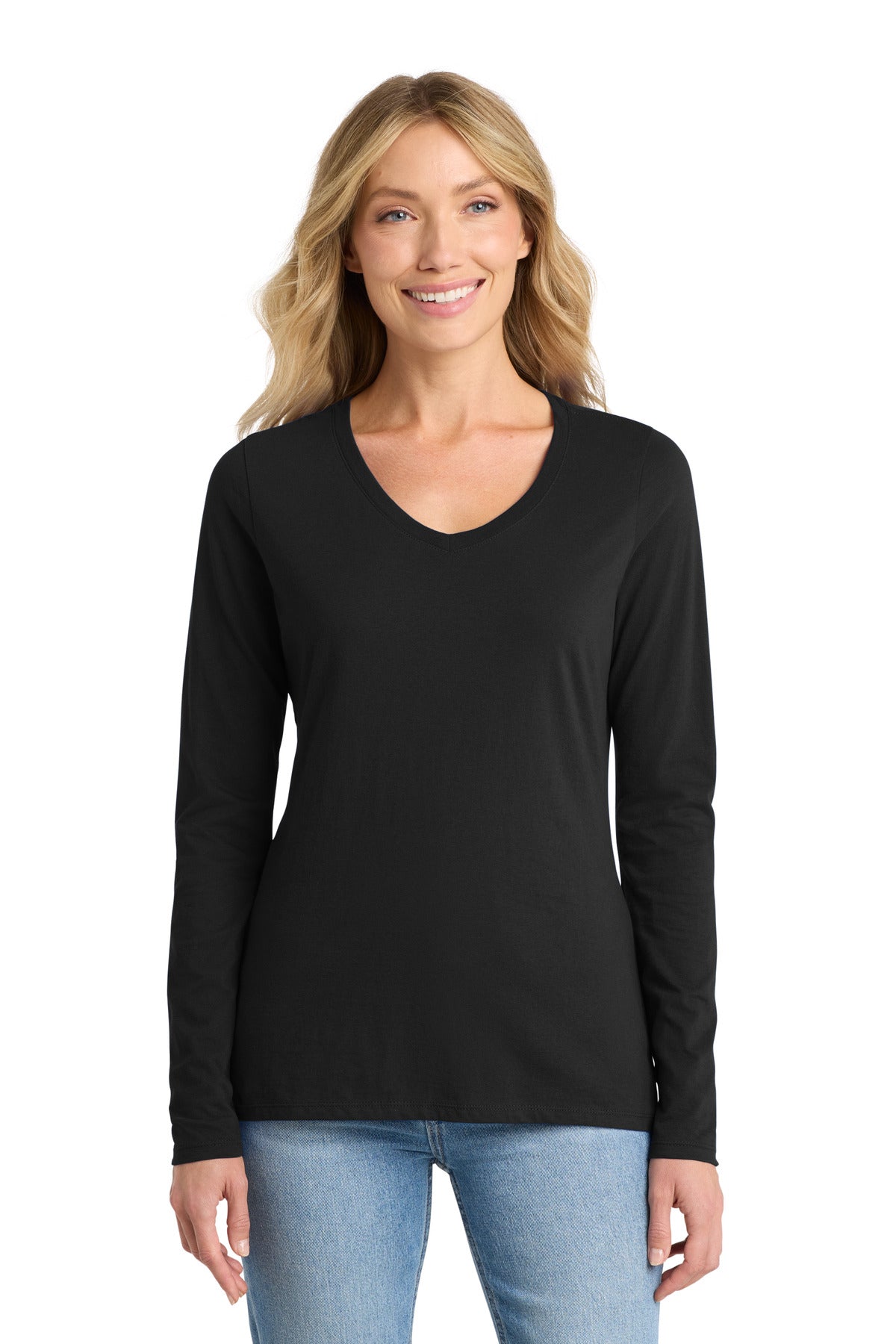 Port & Co™ Women's Long Sleeve Fan Favorite V-Neck Tee. LPC450VLS