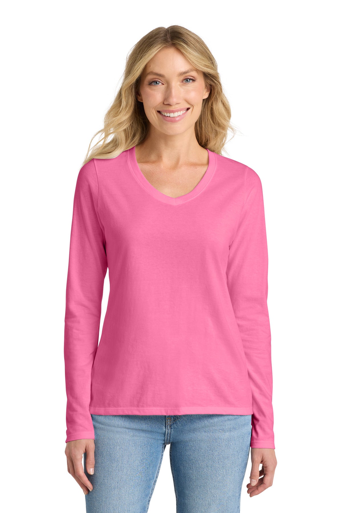 Port & Co™ Women's Long Sleeve Fan Favorite V-Neck Tee. LPC450VLS
