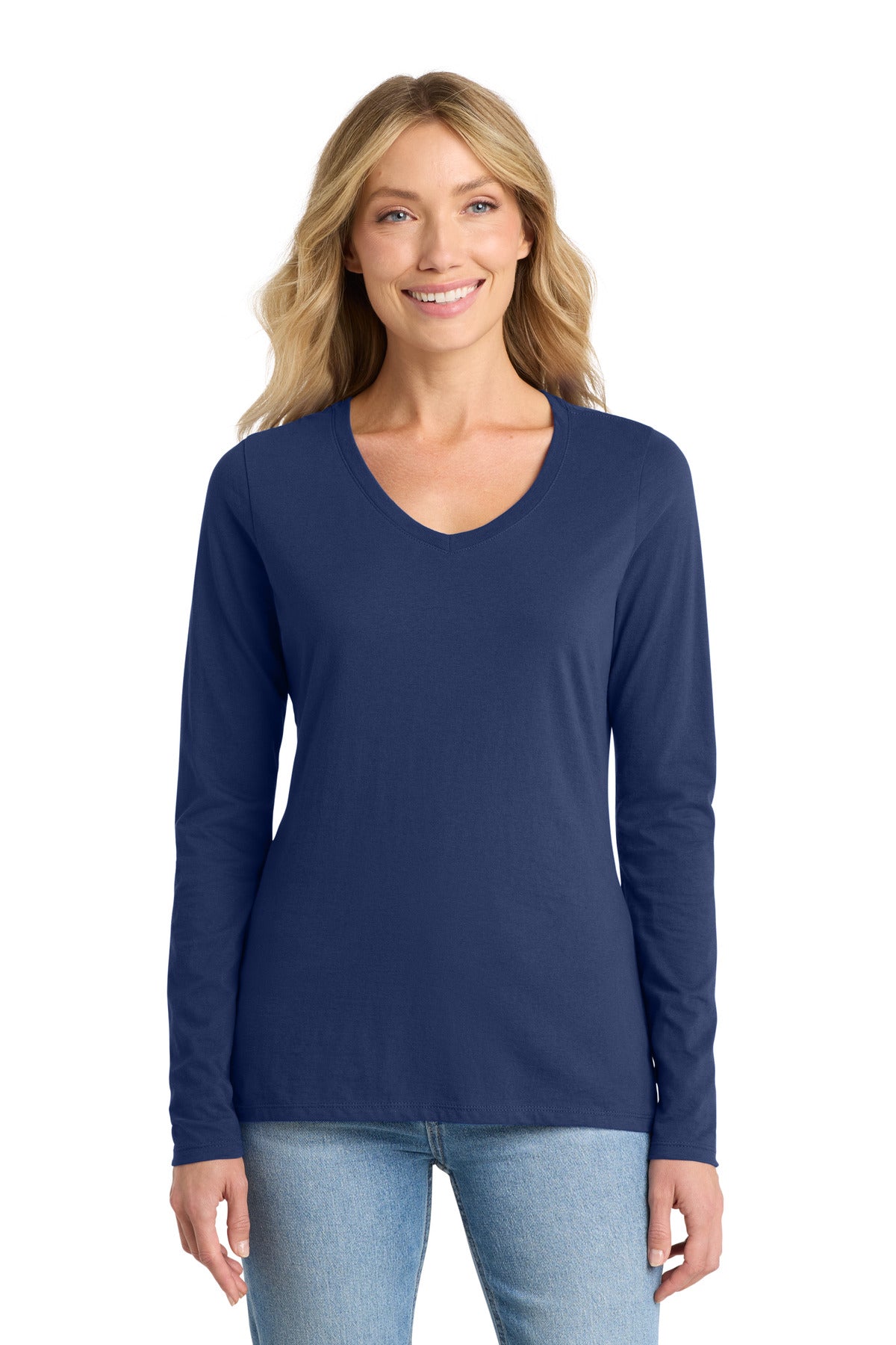 Port & Co™ Women's Long Sleeve Fan Favorite V-Neck Tee. LPC450VLS