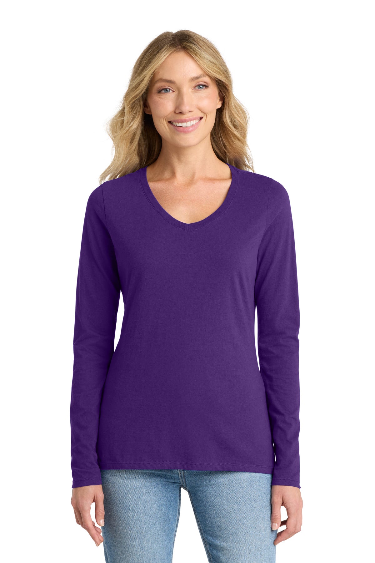 Port & Co™ Women's Long Sleeve Fan Favorite V-Neck Tee. LPC450VLS