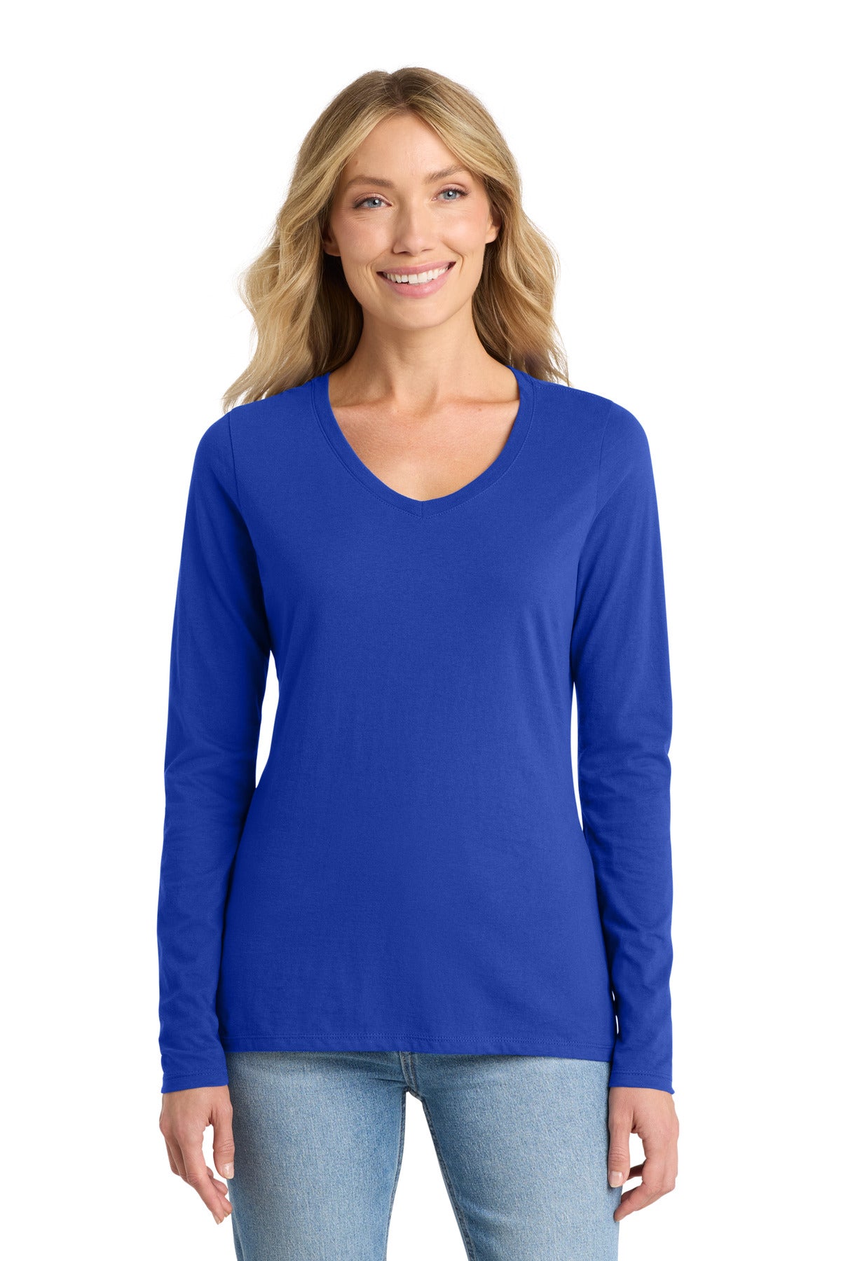 Port & Co™ Women's Long Sleeve Fan Favorite V-Neck Tee. LPC450VLS