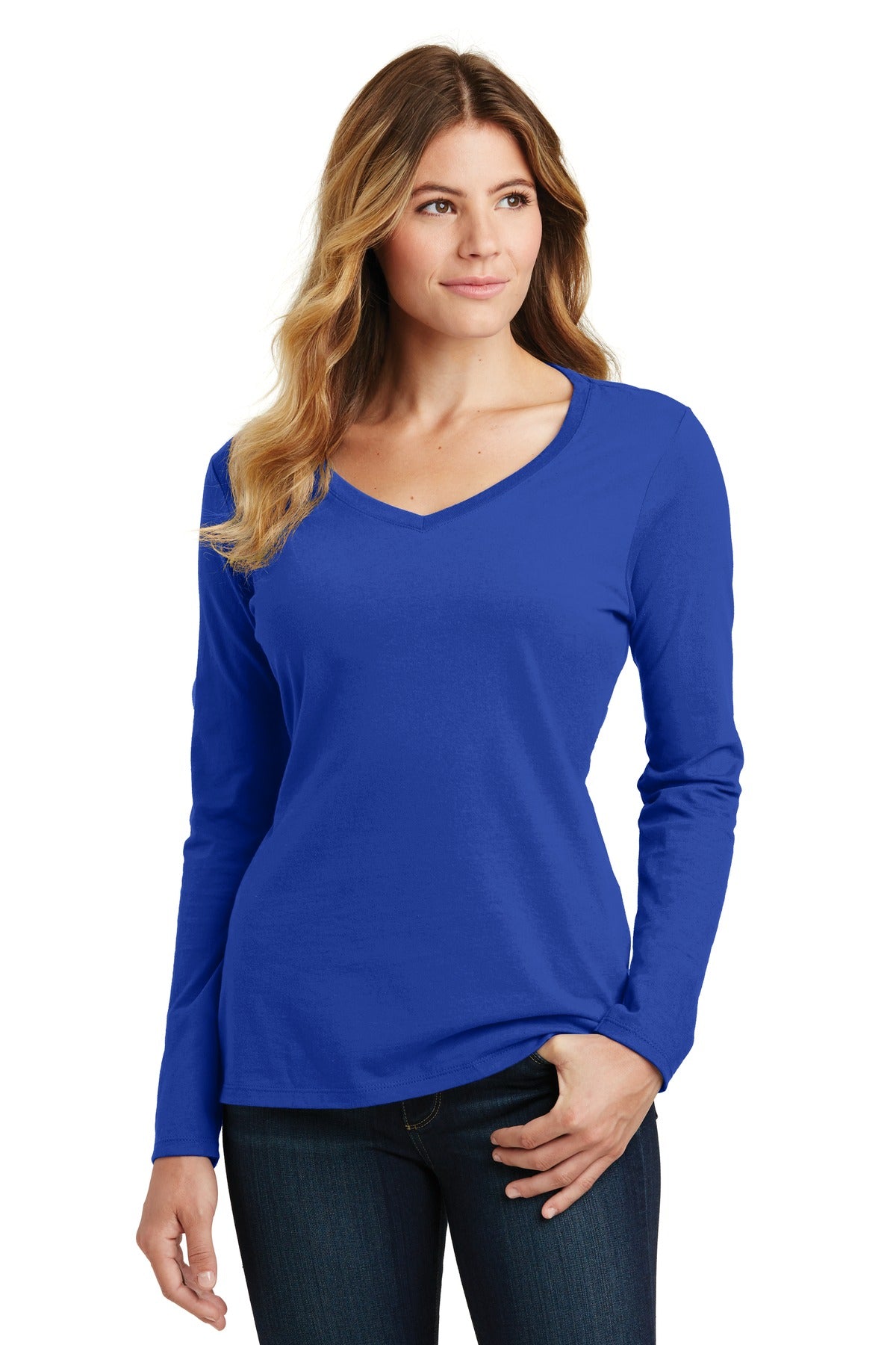 Port & Co™ Women's Long Sleeve Fan Favorite V-Neck Tee. LPC450VLS
