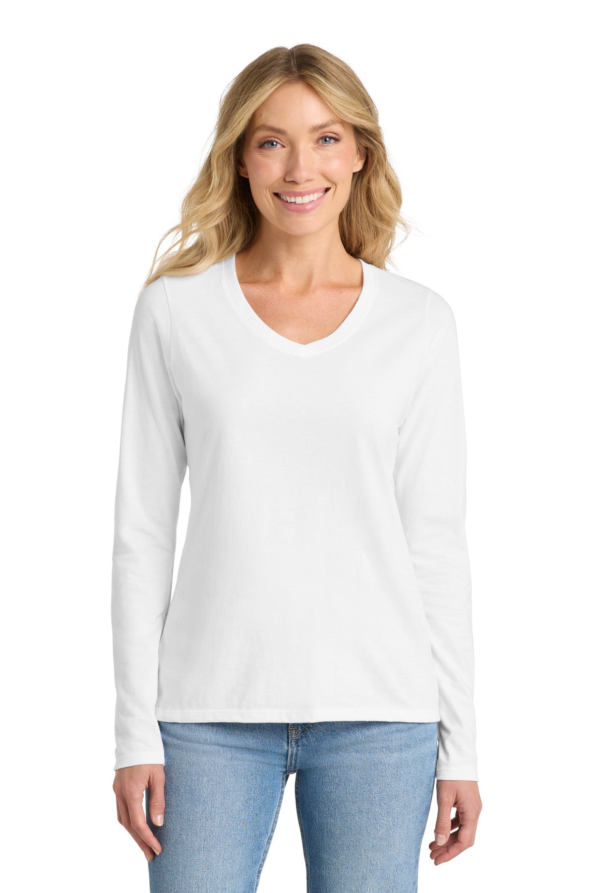 Port & Co™ Women's Long Sleeve Fan Favorite V-Neck Tee. LPC450VLS