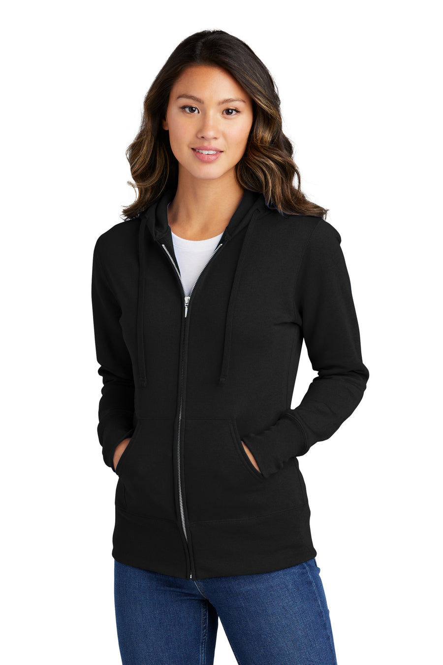 Port & Company® Women's Core Fleece Full-Zip Hooded Sweatshirt. LPC78ZH