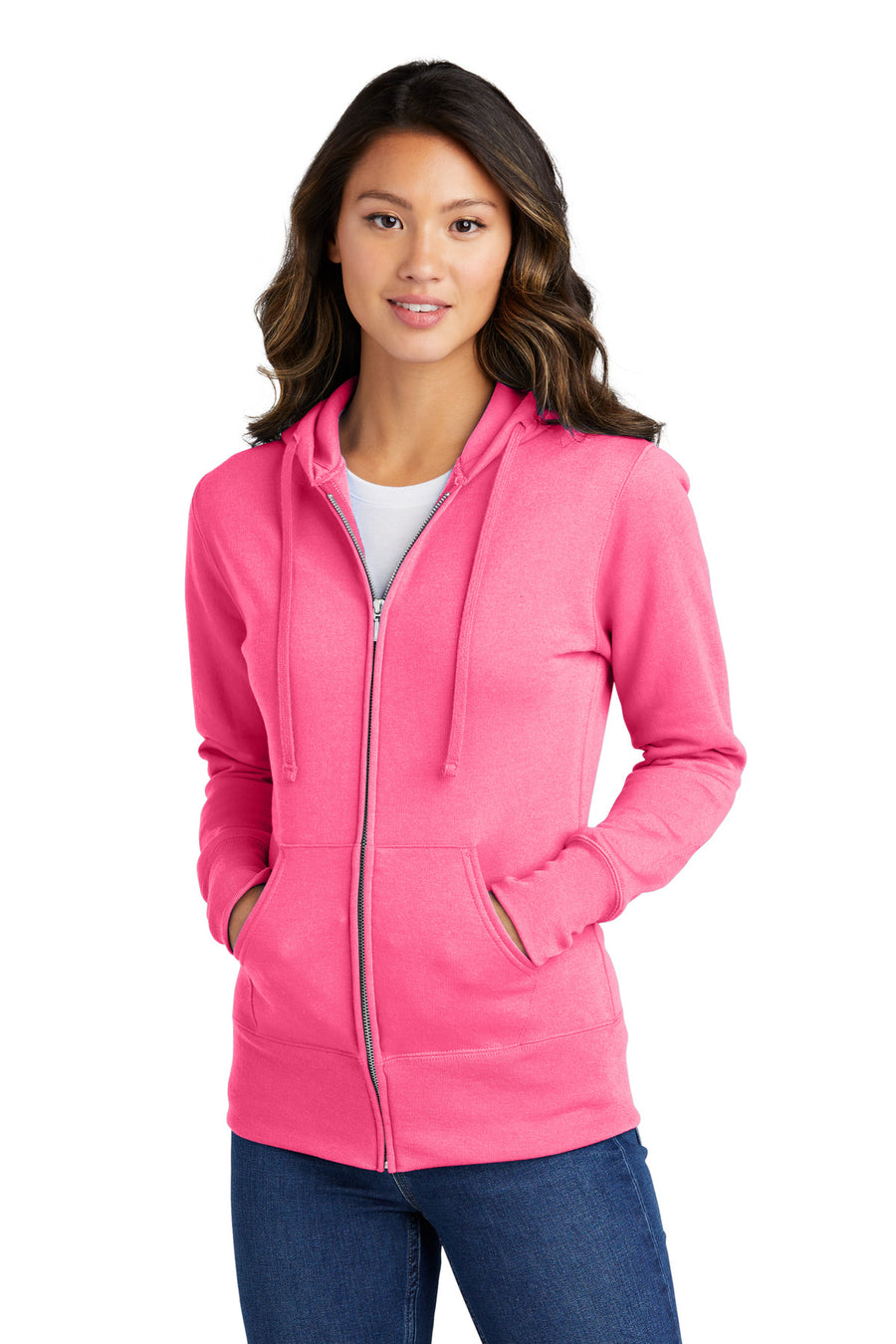 Port & Company® Women's Core Fleece Full-Zip Hooded Sweatshirt. LPC78ZH