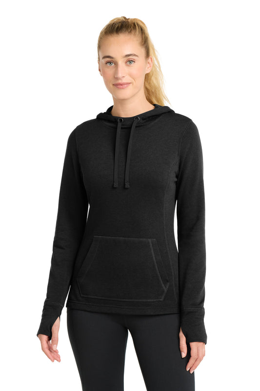 Sport-Tek ® Women's PosiCharge ® Tri-Blend Wicking Fleece Hooded Pullover. LST296