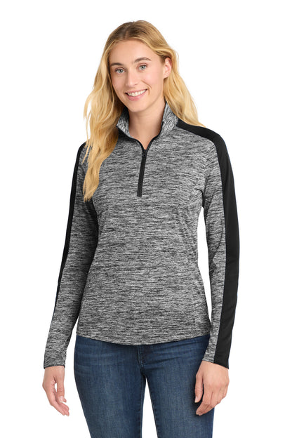 Sport-Tek® Women's PosiCharge® Electric Heather Colorblock 1/4-Zip Pullover. LST397