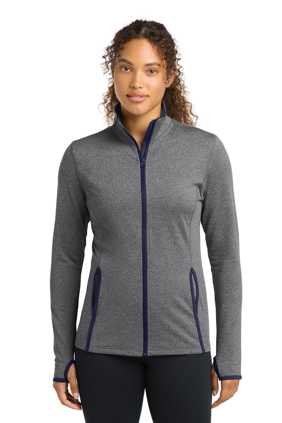 Sport-Tek® Women's Sport-Wick® Stretch Contrast Full-Zip Jacket.  LST853