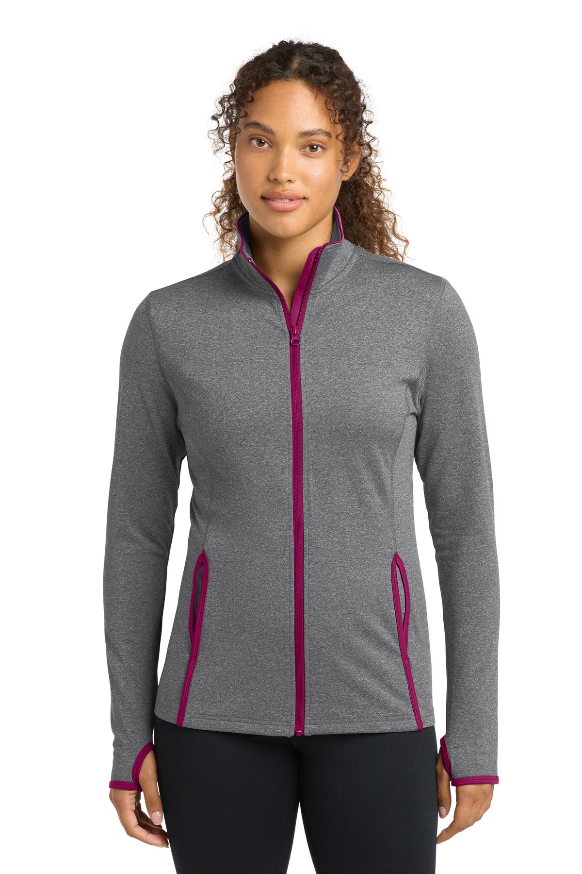 Sport-Tek® Women's Sport-Wick® Stretch Contrast Full-Zip Jacket.  LST853