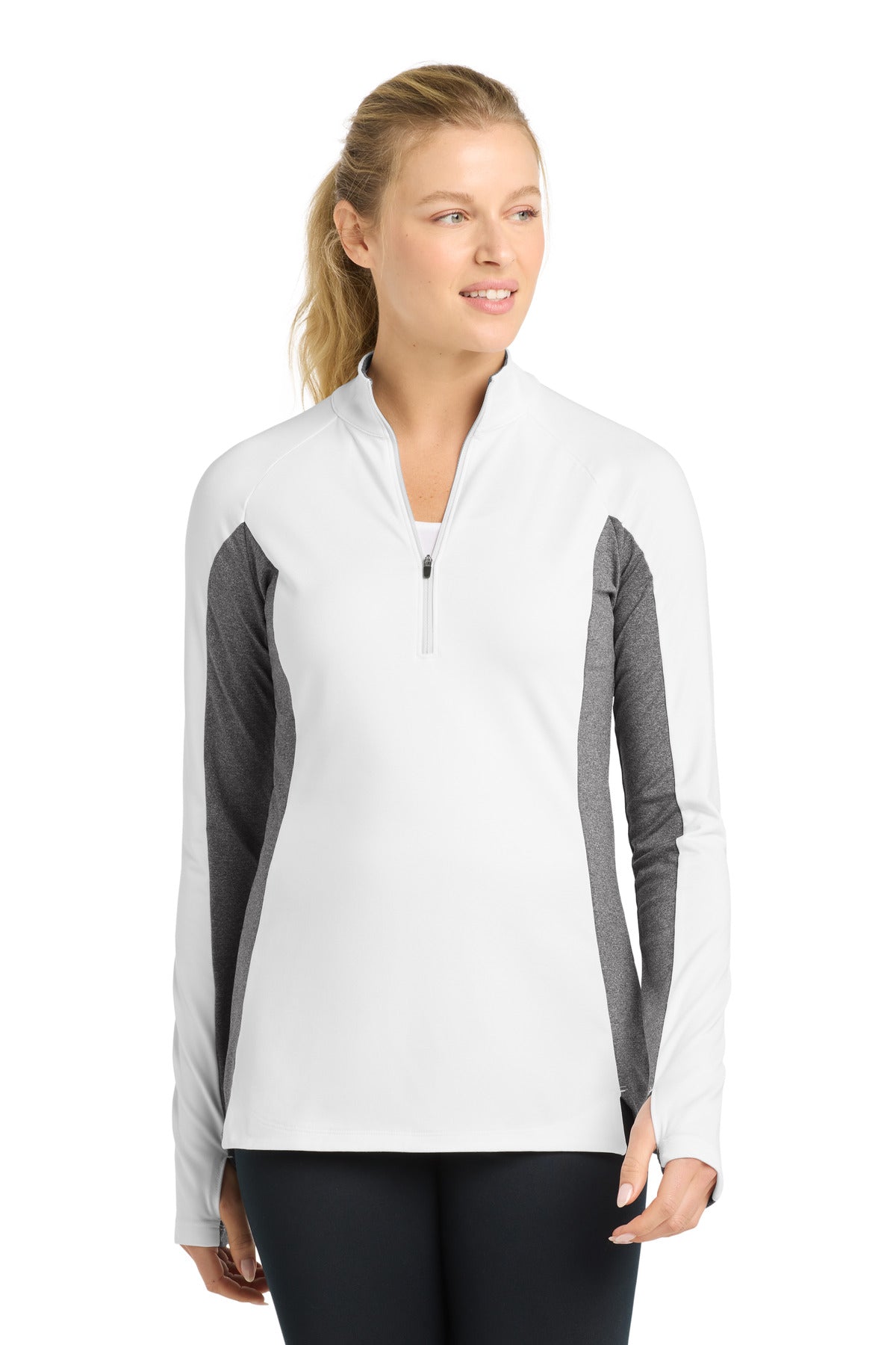 Sport-Tek® Women's Sport-Wick® Stretch Contrast 1/4-Zip Pullover. LST854