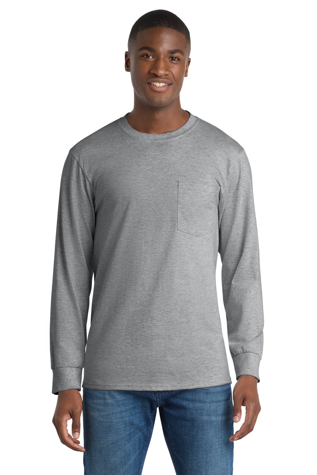 Port & Co™ Tall Long Sleeve Essential Pocket Tee. PC61LSPT