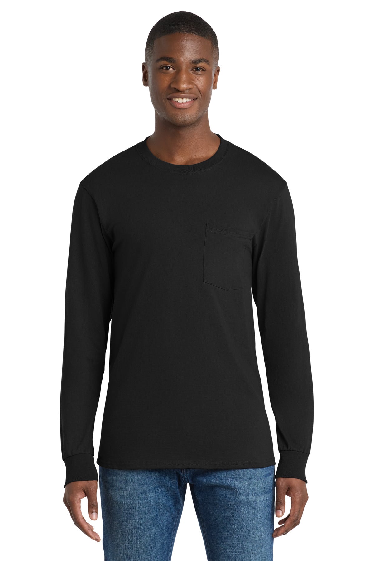 Port & Co™ Tall Long Sleeve Essential Pocket Tee. PC61LSPT