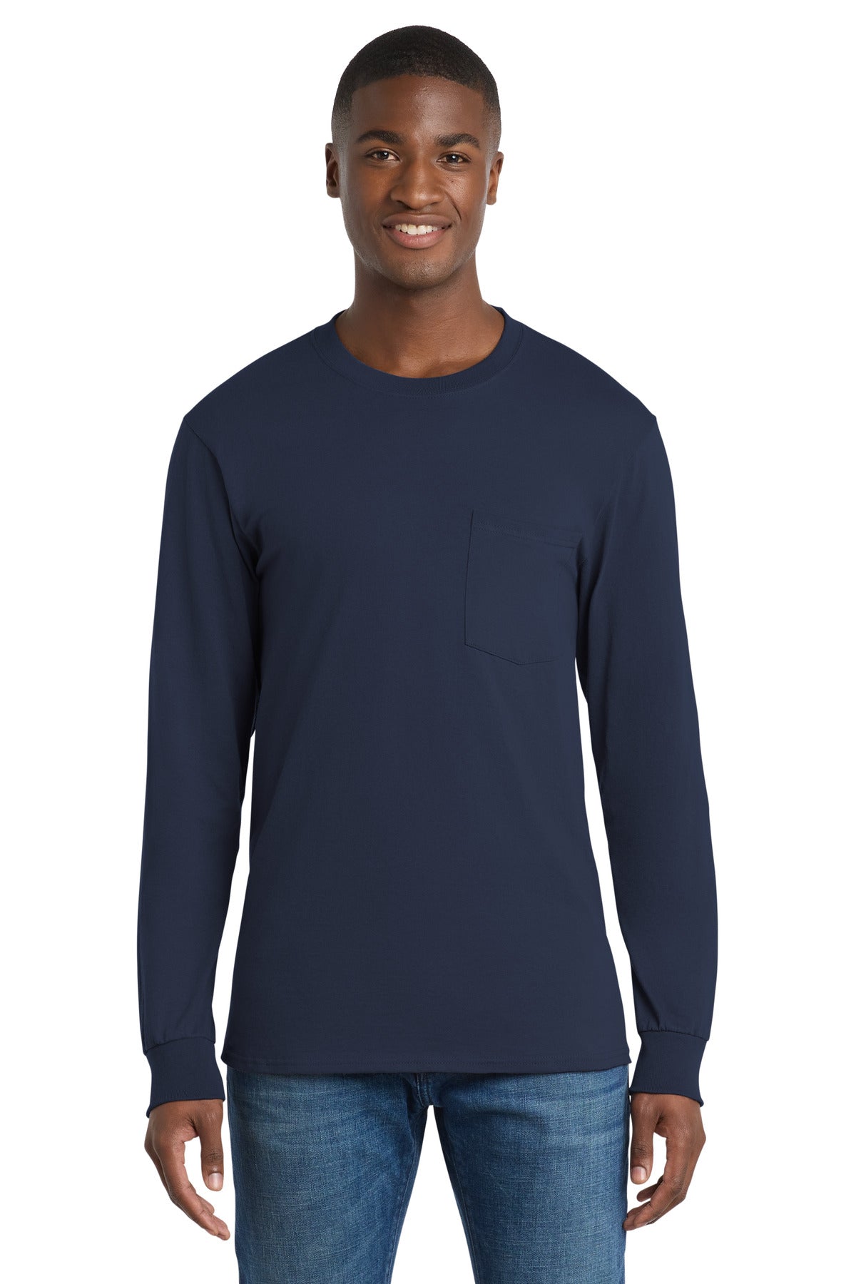 Port & Co™ Tall Long Sleeve Essential Pocket Tee. PC61LSPT