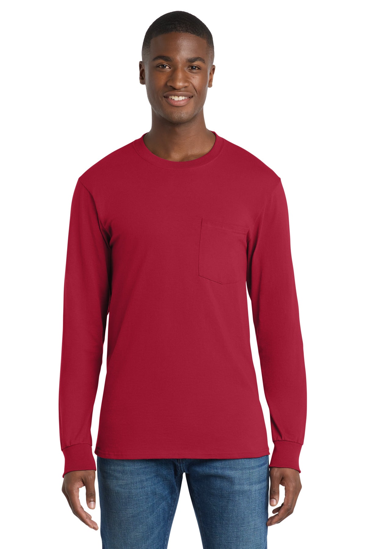 Port & Co™ Tall Long Sleeve Essential Pocket Tee. PC61LSPT