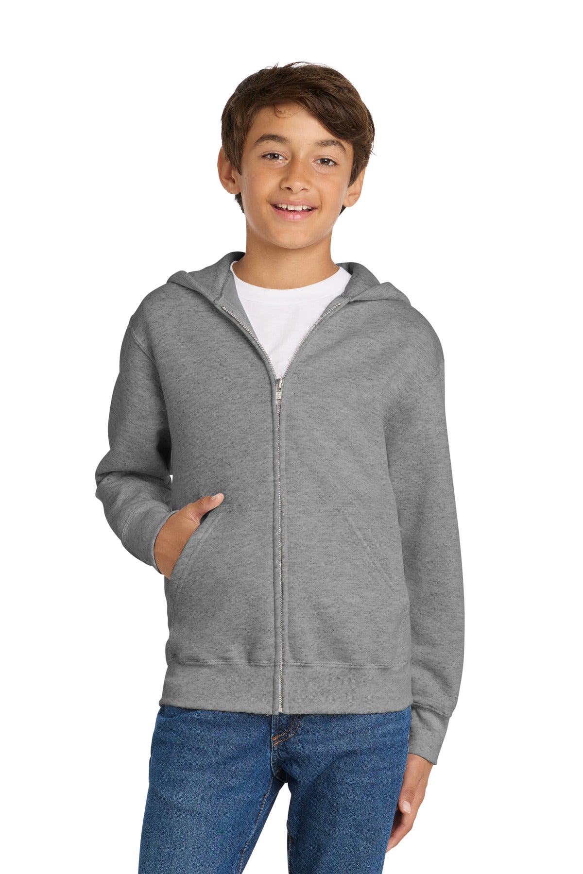 Port & Co™ Youth Core Fleece Full-Zip Hooded Sweatshirt.  PC90YZH