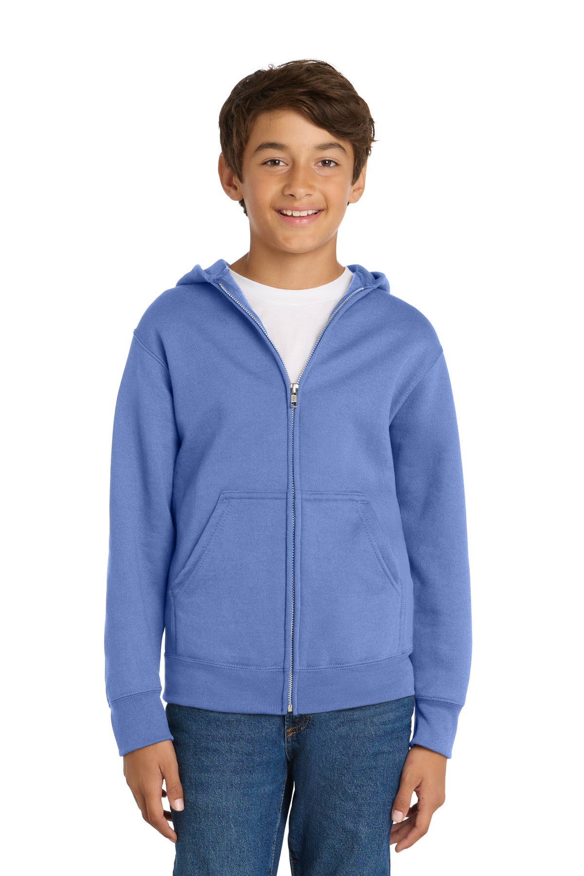 Port & Co™ Youth Core Fleece Full-Zip Hooded Sweatshirt.  PC90YZH
